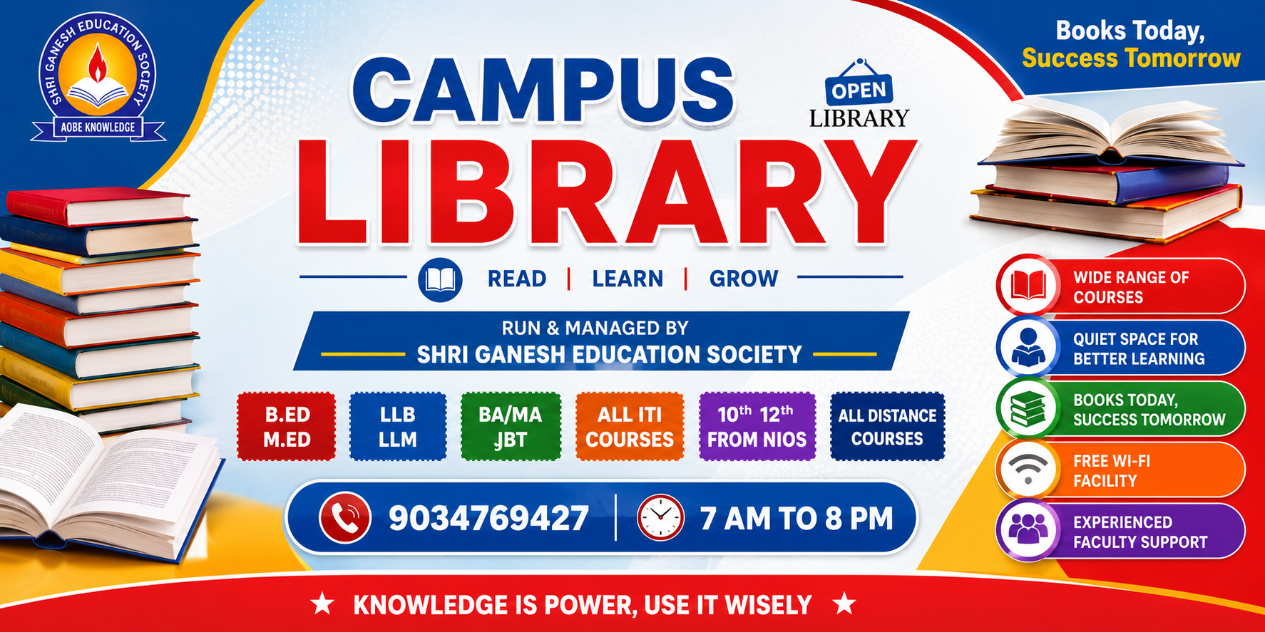 Campus library promotion graphic
